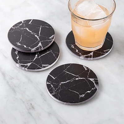 KSP Ceramica 'Marble' Printed Ceramic Coaster - Set of 4 (Black)