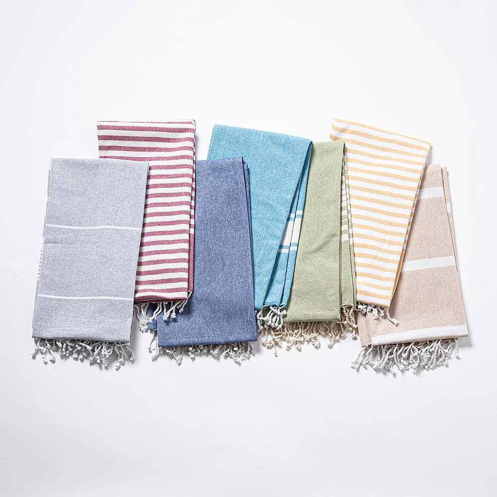 KSP Gaia 'Oceano' Handloom Towel 35" x 72" (Blue/White)