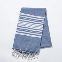 KSP Gaia 'Oceano' Handloom Towel 35" x 72" (Blue/White)
