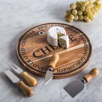 KSP Artisanal Acacia Wood Cheese Board With Knives