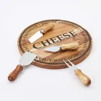 KSP Artisanal Acacia Wood Cheese Board With Knives