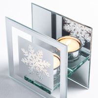 KSP Christmas Mirror 'Snowflake' Glass Tealight Holder -Light