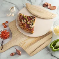 KSP La Cucina Pizza Stone with Paddle & Cutter - Set of 3 (Natural)
