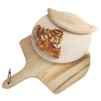 KSP La Cucina Pizza Stone with Paddle & Cutter - Set of 3 (Natural)
