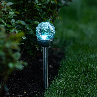 Deco Lite Outdoor 'Crackle Glass Ball' Solar Powered LED Light -Silver