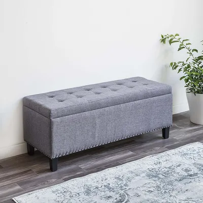 KSP Whitney Upholstered Storage Bench (Grey)