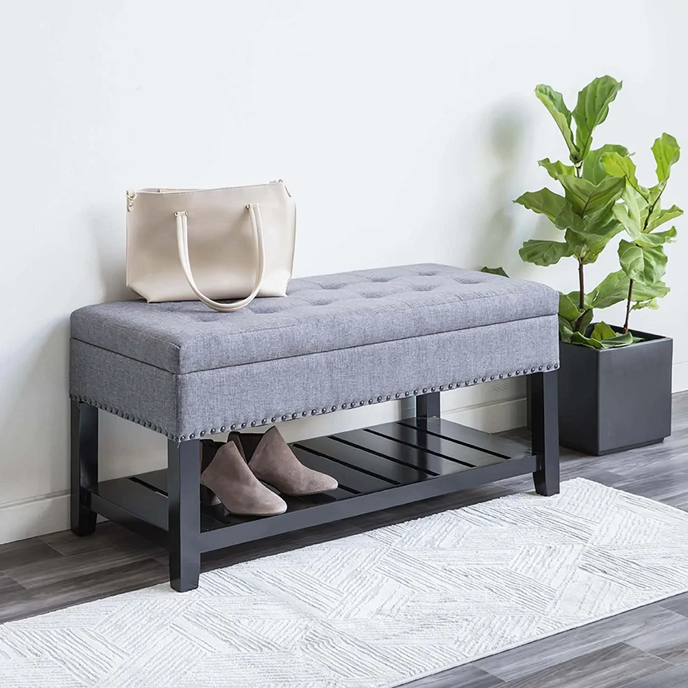 KSP Conrad Upholstered Storage Bench (Grey)