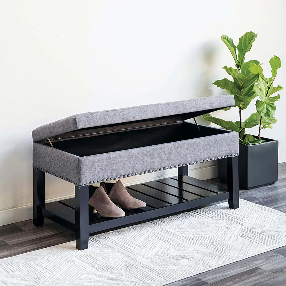 KSP Conrad Upholstered Storage Bench (Grey)