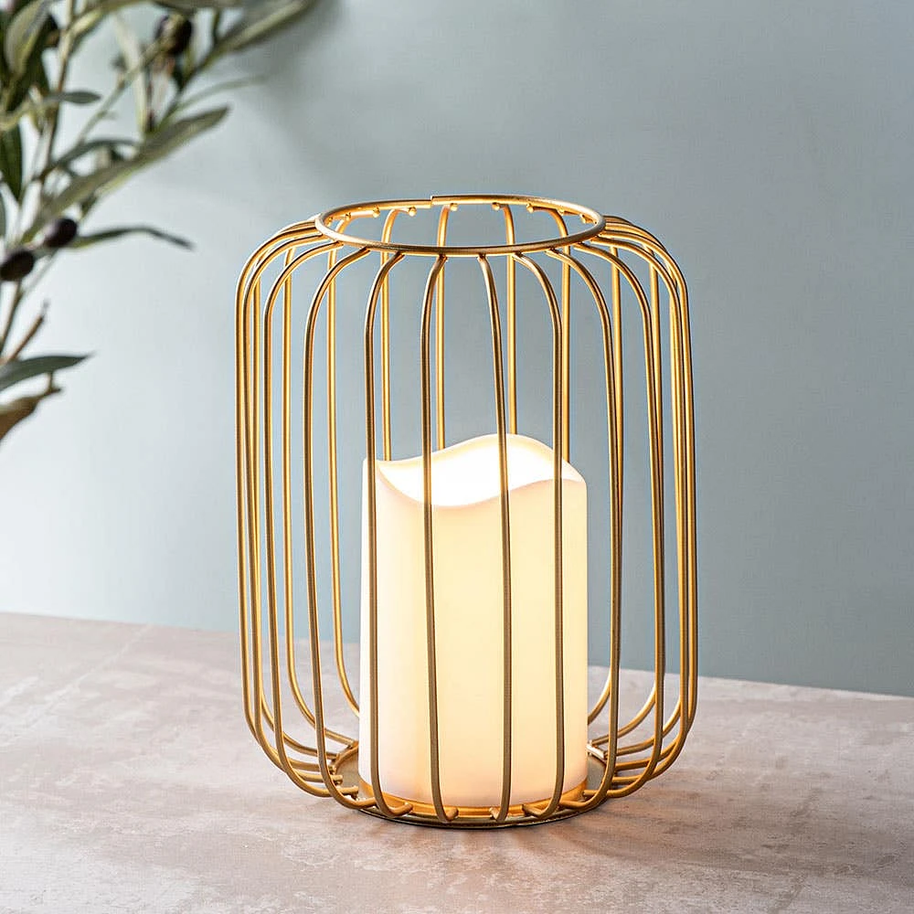 KSP Layne LED Metal Lantern 15x15x18cm (Gold)