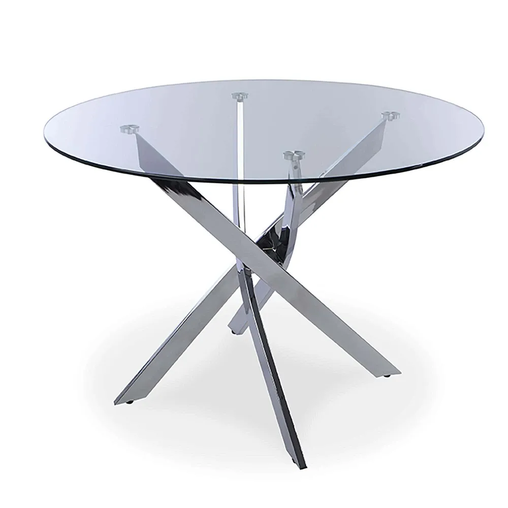 Bradford Carol Glass Dining Table (Clear/Silver)