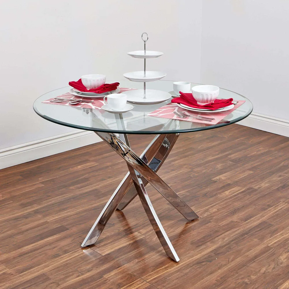 Bradford Carol Glass Dining Table (Clear/Silver)
