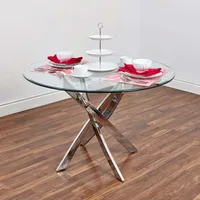 Bradford Carol Glass Dining Table (Clear/Silver)