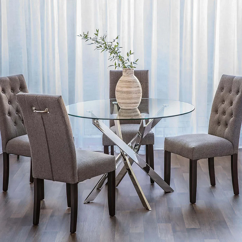 Bradford Carol Glass Dining Table (Clear/Silver)