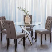 Bradford Carol Glass Dining Table (Clear/Silver)