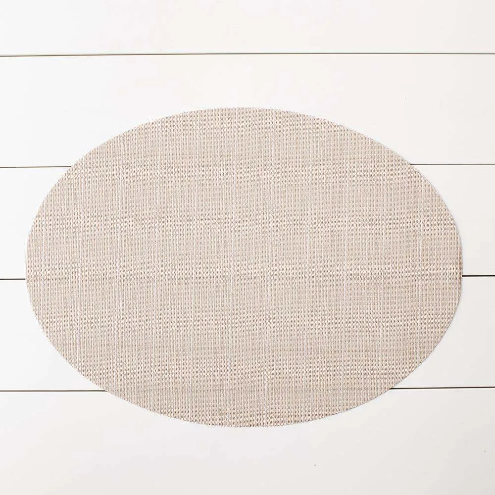 Harman Textaline  'Linnea Rib' Oval Vinyl Placemat (Champagne)