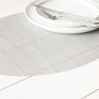 Harman Textaline 'Linnea Rib' Oval Vinyl Placemat (Silver)