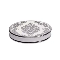 Moda At Home Damask Ceramic Soap Dish (White/Silver)