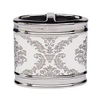 Moda At Home Damask Ceramic Toothbrush Holder (White/Silver)