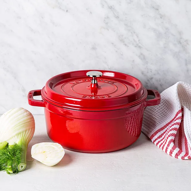  Staub Cast Iron Roaster/Cocotte, Oval 37 cm, 8 L, Cherry Red:  Dutch Ovens: Home & Kitchen