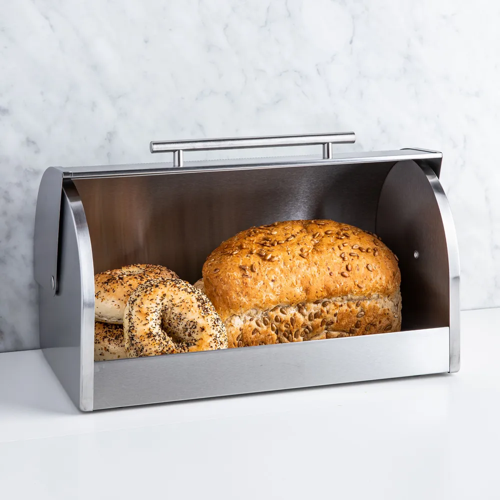 KSP Lux Roll Top Bread Bin (Stainless Steel) 39.5 x 23.5 x 21 cm