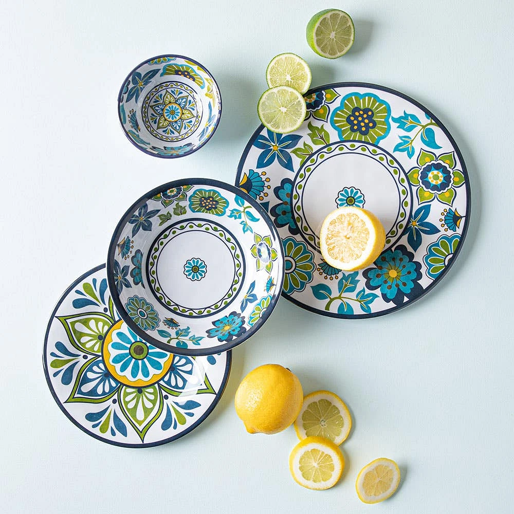 KSP Madrid Patioware Dinner Plate 10.5" Dia. (Blue/Green)
