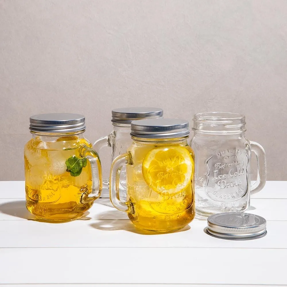 KSP Ice Cold Glass Mason Drinking Jar - Set of 4 (Clear)