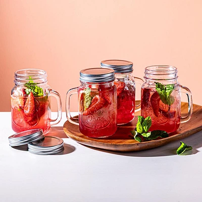 KSP Ice Cold Glass Mason Drinking Jar - Set of 4 (Clear)