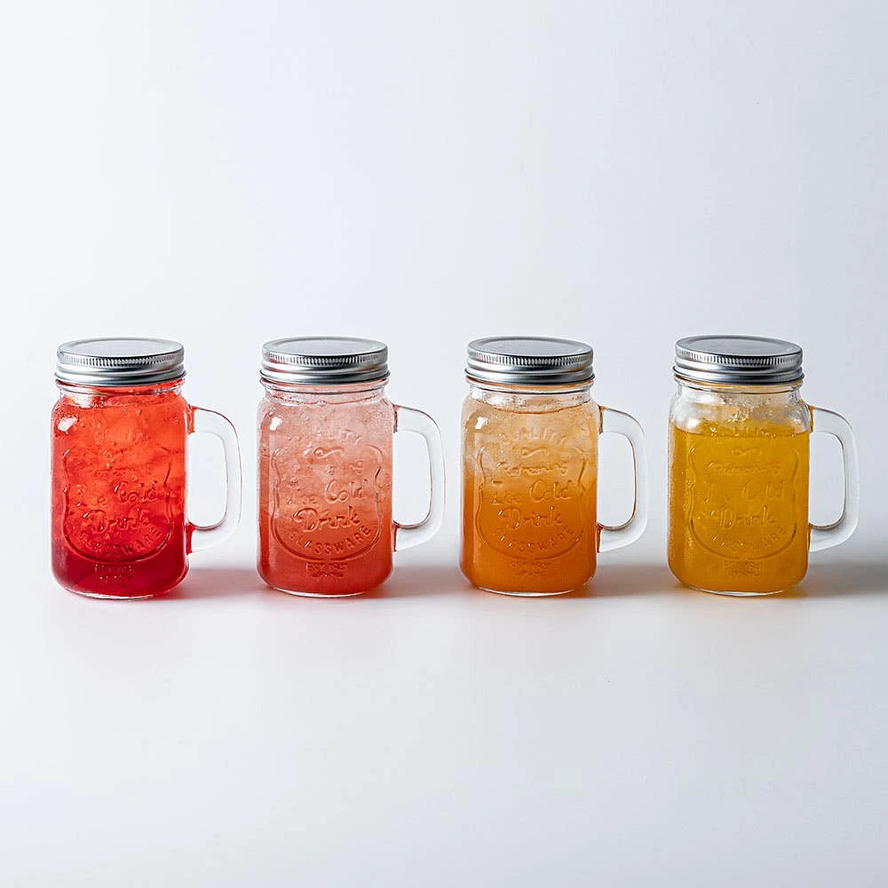 KSP Ice Cold Glass Mason Drinking Jar - Set of 4 (Clear)