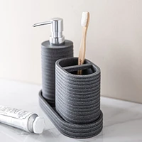 KSP Berkeley Stripe Resin Bath Accessory - Set of 3 (Grey/Black)