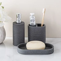 KSP Berkeley Stripe Resin Bath Accessory - Set of 3 (Grey/Black)