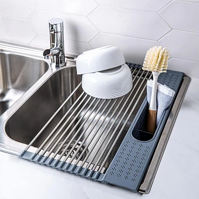 KSP SINKSMART Roll-Up Dish Drying Rack W/Utensil Caddy (Small)