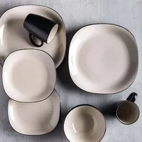 Thomson Pottery Fontana Stoneware Dinnerware - Set of 16 (Black)