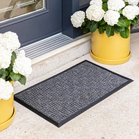 KSP Tufted 'Square Hatch' Rubber Backed Doormat (Black)