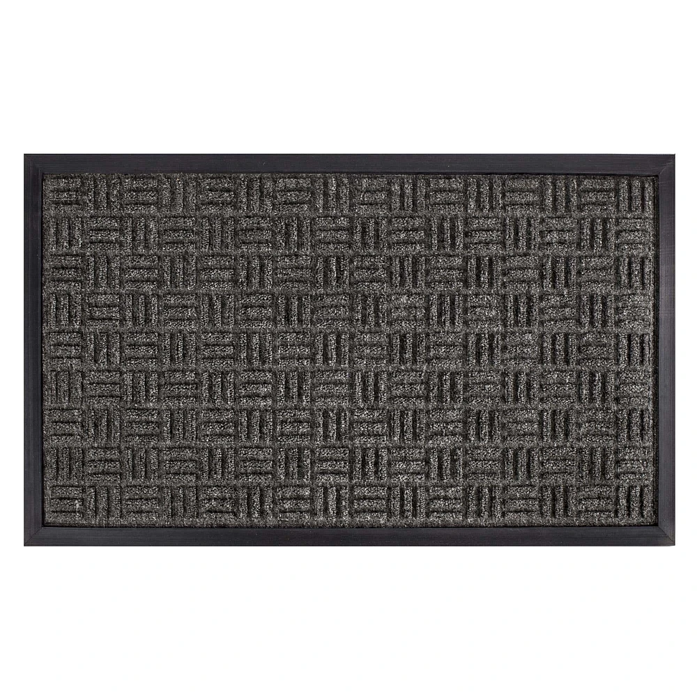 KSP Tufted 'Square Hatch' Rubber Backed Doormat (Black)