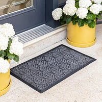 KSP Tufted 'Leaves' Rubber Backed Doormat (Black)