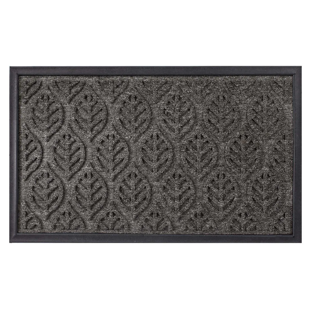 KSP Tufted 'Leaves' Rubber Backed Doormat (Black)