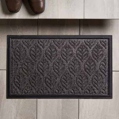 KSP Tufted 'Leaves' Rubber Backed Doormat (Black)