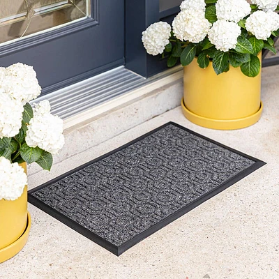 KSP Tufted 'Hexagon' Rubber Backed Doormat (Black)