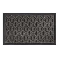 KSP Tufted 'Hexagon' Rubber Backed Doormat (Black)