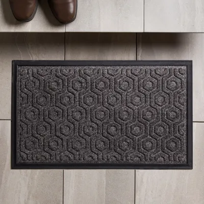 KSP Tufted 'Hexagon' Rubber Backed Doormat (Black)