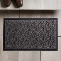 KSP Tufted 'Hexagon' Rubber Backed Doormat (Black)