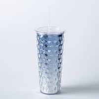 KSP Ombre Double Wall Tumbler with Straw (-Silver