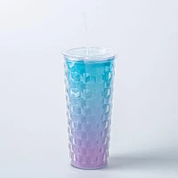 KSP Ombre Double Wall Tumbler with Straw (Aqua-Pink)