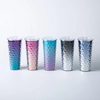 KSP Ombre Double Wall Tumbler with Straw (Black-Silver)