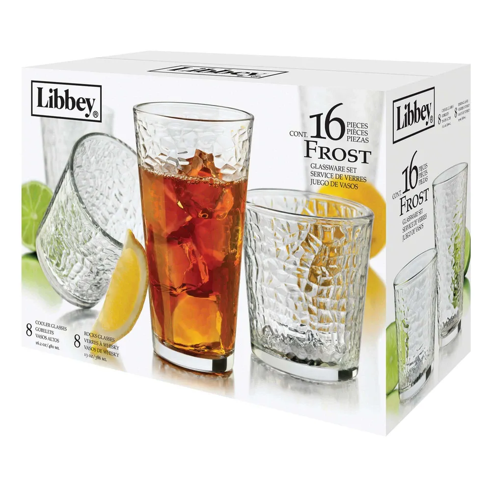 Libbey 16.2 oz Vintage Frost Clear Drinkware, Set of 8