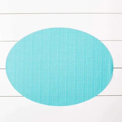 Harman Textaline 'Linnea Rib' Oval Vinyl Placemat (Aqua)
