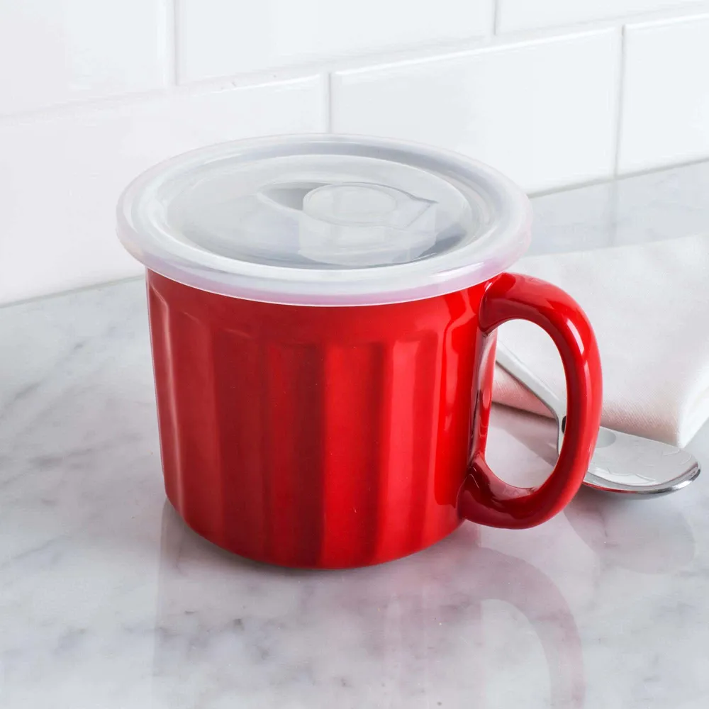 KSP Solid Porcelain Soup Mug with Lid