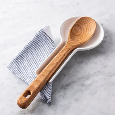 KSP Scoop Porcelain Flat Spoon Rest (White) 24 x 12.5 x 3 cm