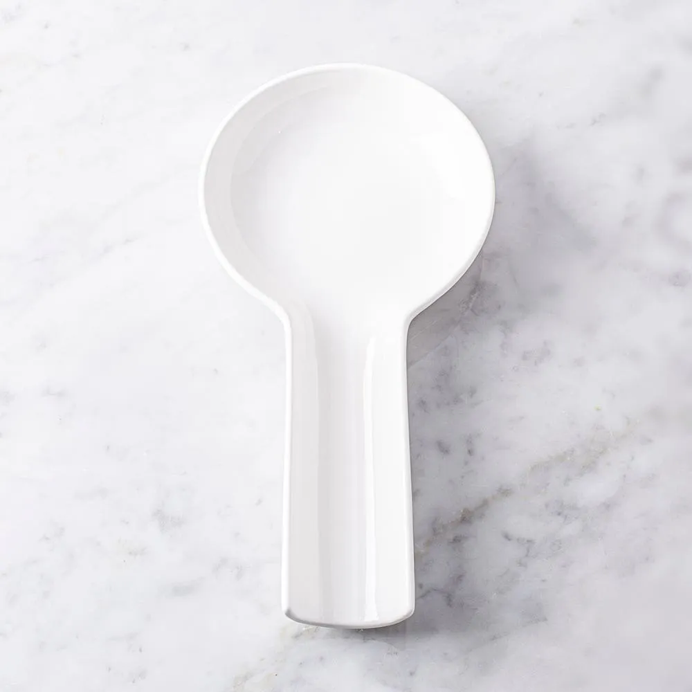 KSP Scoop Porcelain Flat Spoon Rest (White) 24 x 12.5 x 3 cm