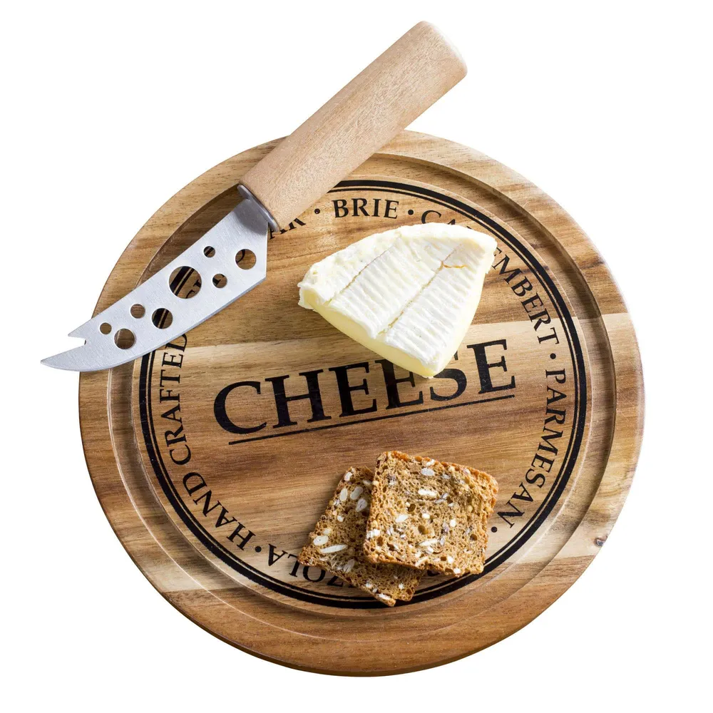 KSP Artisanal 'Acacia Wood' Cheese Board With Knife - Set of 2